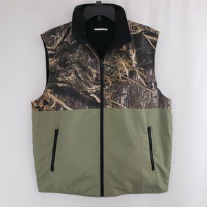 Ducks Unlimited Mossy Oak Zip-Front Reversible Vest Size LARGE Green Camo